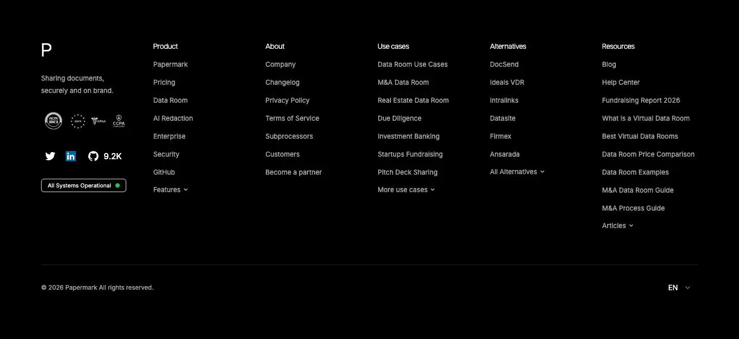 Papermark Footer Footer section from Papermark