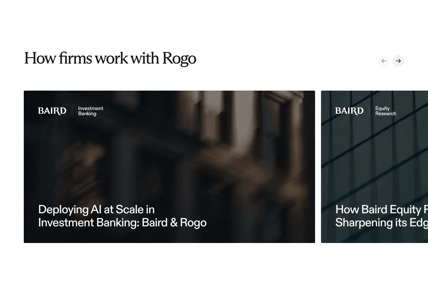 How firms work with Rogo features section from Rogo
