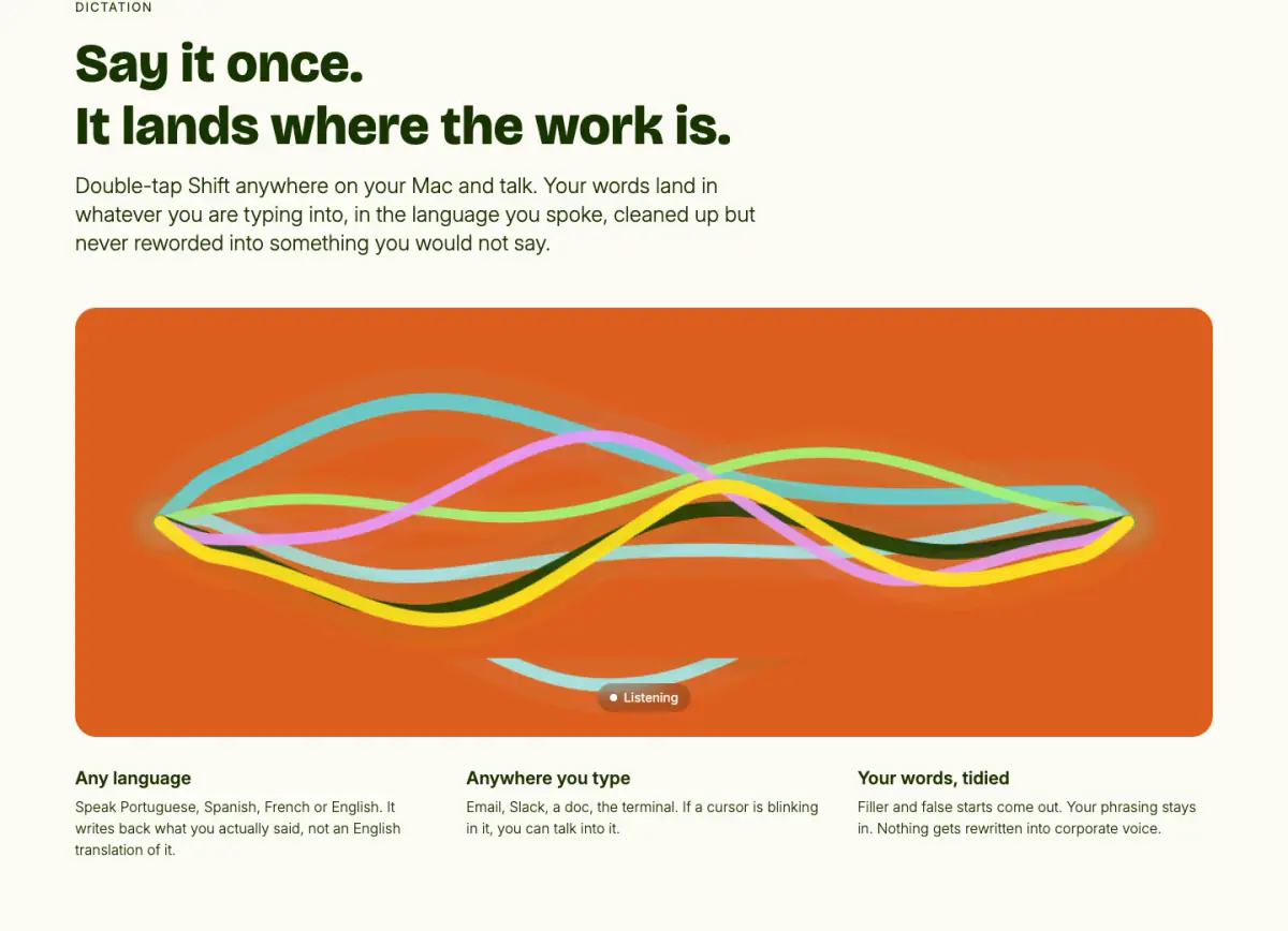 Say it once. It lands where the work is. features section from Saybriefly
