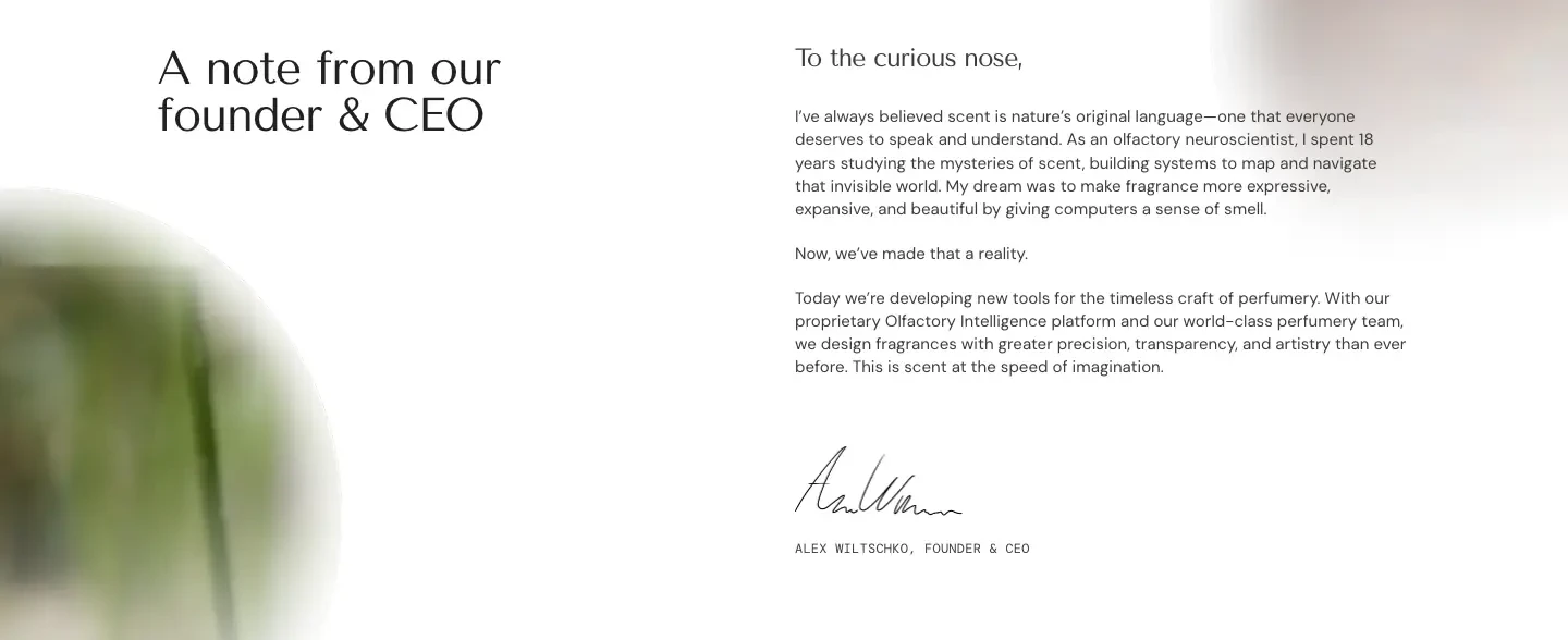 Founder & CEO Note Founder section from Osmo