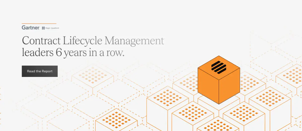 Contract Lifecycle Management leaders 6 years in a row. features section from Agiloft