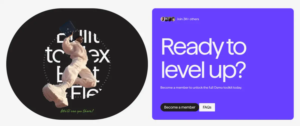Built to Flex features section from Osmo
