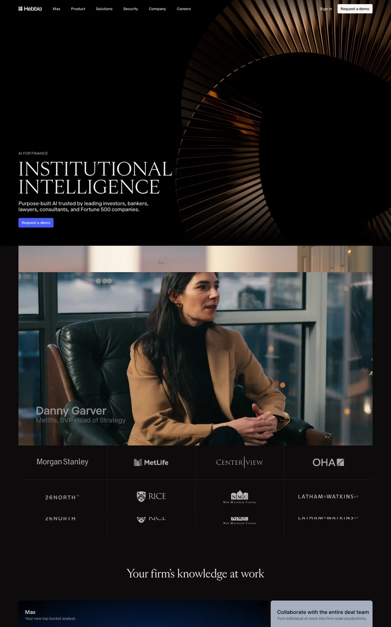 Hebbia website design reference