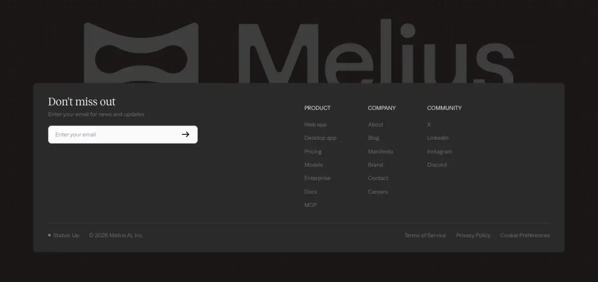 Don't miss out Footer section from Melius