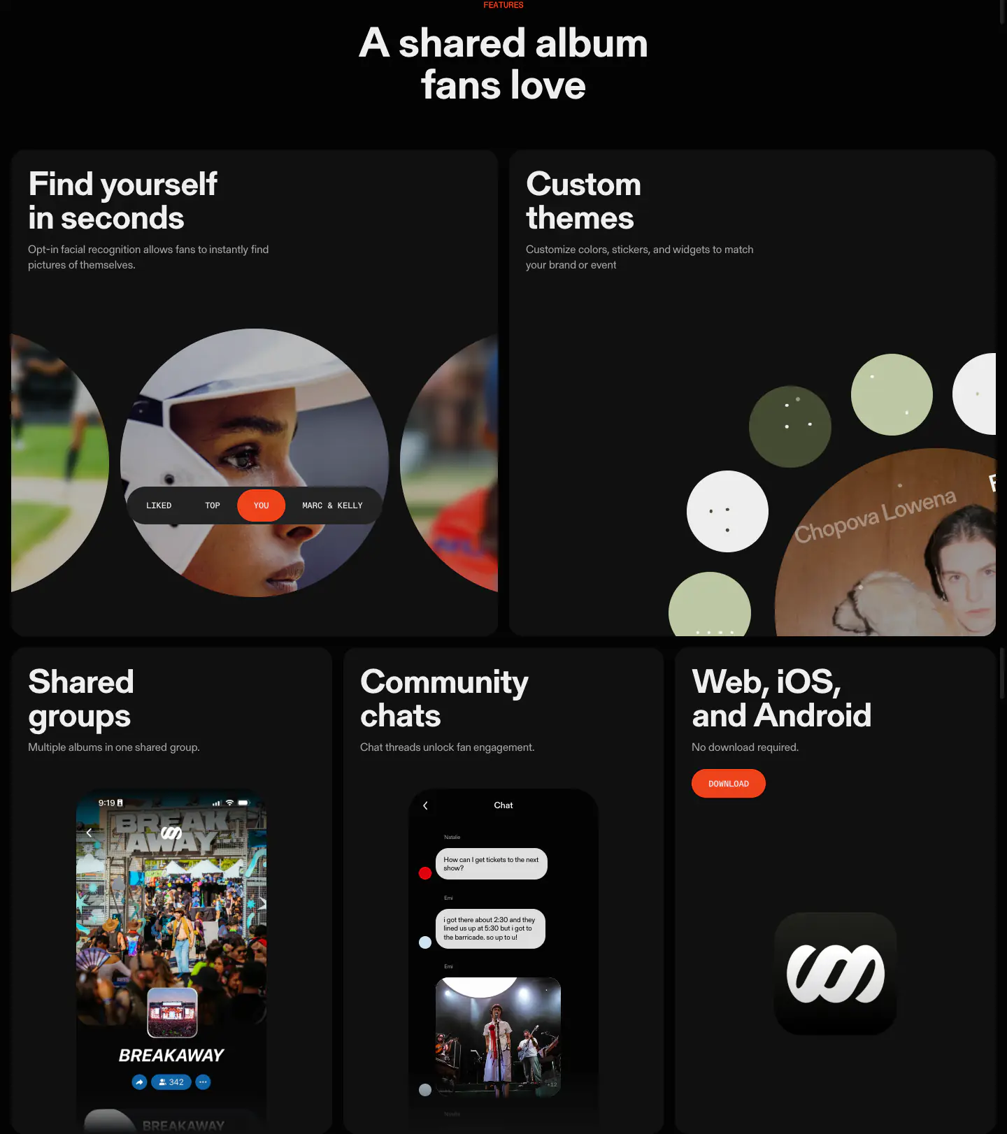 A shared album A shared album fans love fans love Features section from SWSH