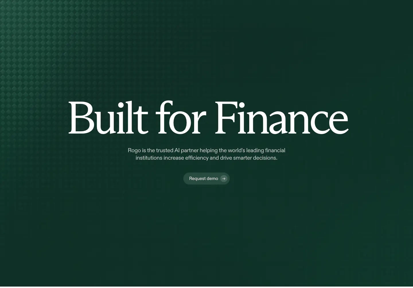 Built for Finance Hero hero section from Rogo